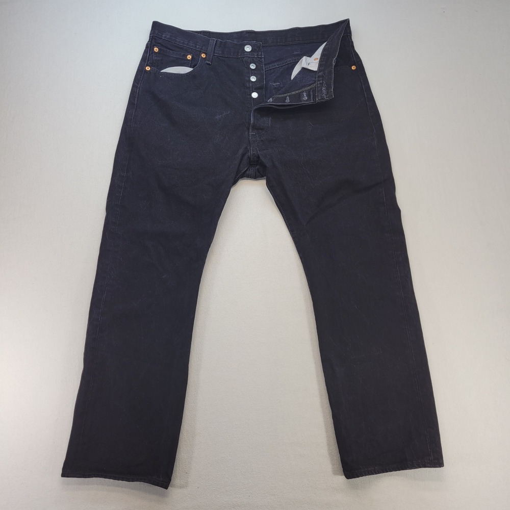 Levi's 501 Original Fit Jeans Mens 38x30 Black Straight Leg Button Fly Denim